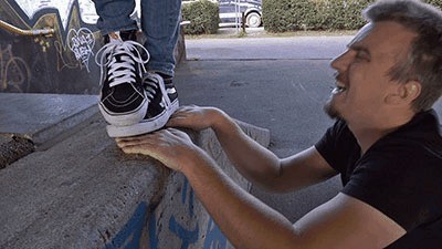 Mitts Trampled Under Vans In The Skate Park