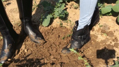 Double Trampling In Muddy Boots